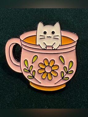 ✨Bundle 2 for $12 or 3 for $15 enamel pins✨-Cat-in-Teacup Pin